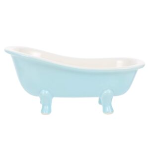 doitool ceramic salad bowl 200ml cute bathtub shape yogurt ice cream bowl pudding cup fruit serving dish soap holder for home kitchen (blue)