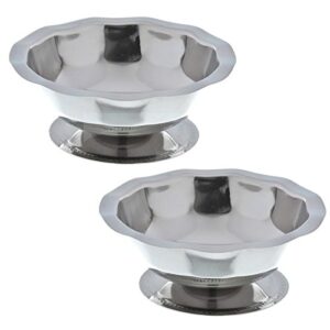 Stainless Steel Diner Style Ice Cream Sherbert Sorbet Gelato Dish Bowl (Pack of 2)