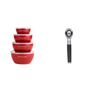 kitchenaid classic prep bowls with lids, set of 4, empire red & classic ice cream scoop, one size, black 2
