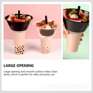 YARNOW 2 in 1 Snack and Drink Cup, 5 Sets of Black White Combined Snacks Holder French Fries Storage Bowl Coke Cups