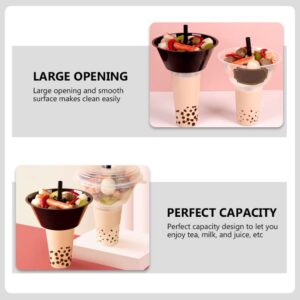 YARNOW 2 in 1 Snack and Drink Cup, 5 Sets of Black White Combined Snacks Holder French Fries Storage Bowl Coke Cups
