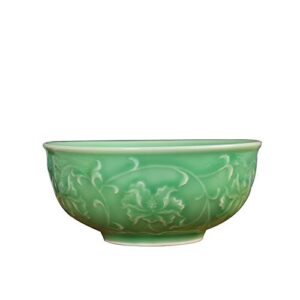 rice bowl 6 inches chinese celadon 17oz dinnerware embossed with begonia porcelain cereal bowls (6 inch)