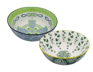 royal tara irish celtic bowl bone china colourful ceramic bowls set 14 cm with shamrock/celtic cross (2 mixed design bowls)