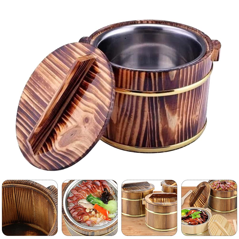 Cabilock Sushi Rice Cooling Bowl Stainless Steel Rice Bowl Rice Cooking Tub with Lid Select Stainless Rice Warmer for Home Restaurant Rice Sushi Bowl 20X20CM