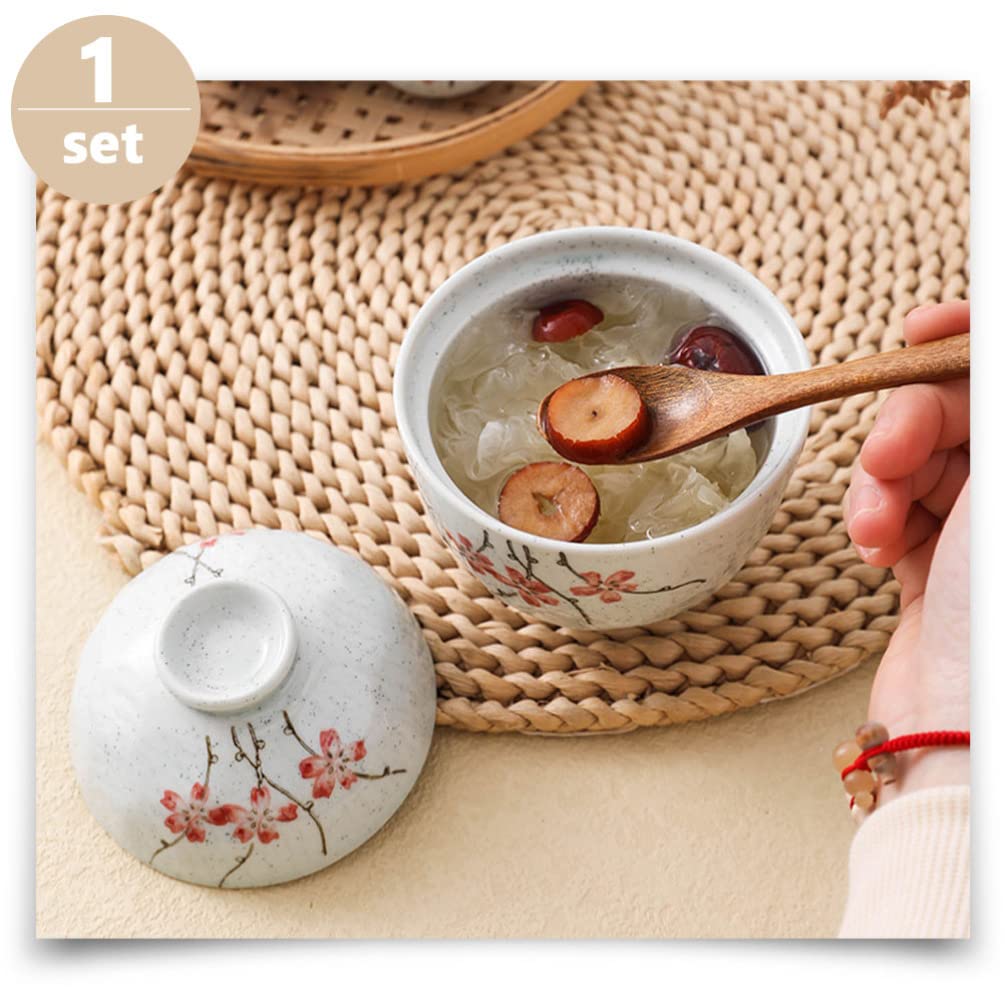 Hemoton Miso Soup Bowl with Lid Japanese Style Ramen Bowl Ceramic Rice Bowl Ceramic Stewing Pot Snack Bowl Dessert Bowl Appetizer Bowl for Fruit Dessert Rice Pasta Snack