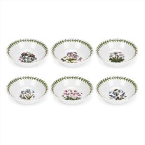 portmeirion botanic garden mini bowl | set of 6 bowls with assorted motifs | 5 inch | made from fine earthenware | microwave and dishwasher safe | made in england