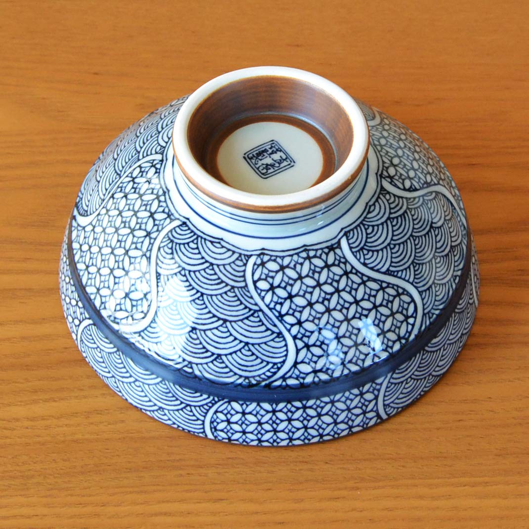 有田焼やきもの市場 Japanese Rice Bowl 5.3 inches in Diameter Ceramic Arita Imari ware Made in Japan Porcelain Jimon-ori Large