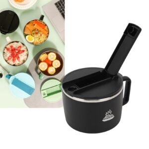 JTLB Microwave Noodle Bowl with Chopsticks and Spork 1200ml 304 Stainless Steel Portable Ramen Cooker Bowl with Lid for Office (Black)