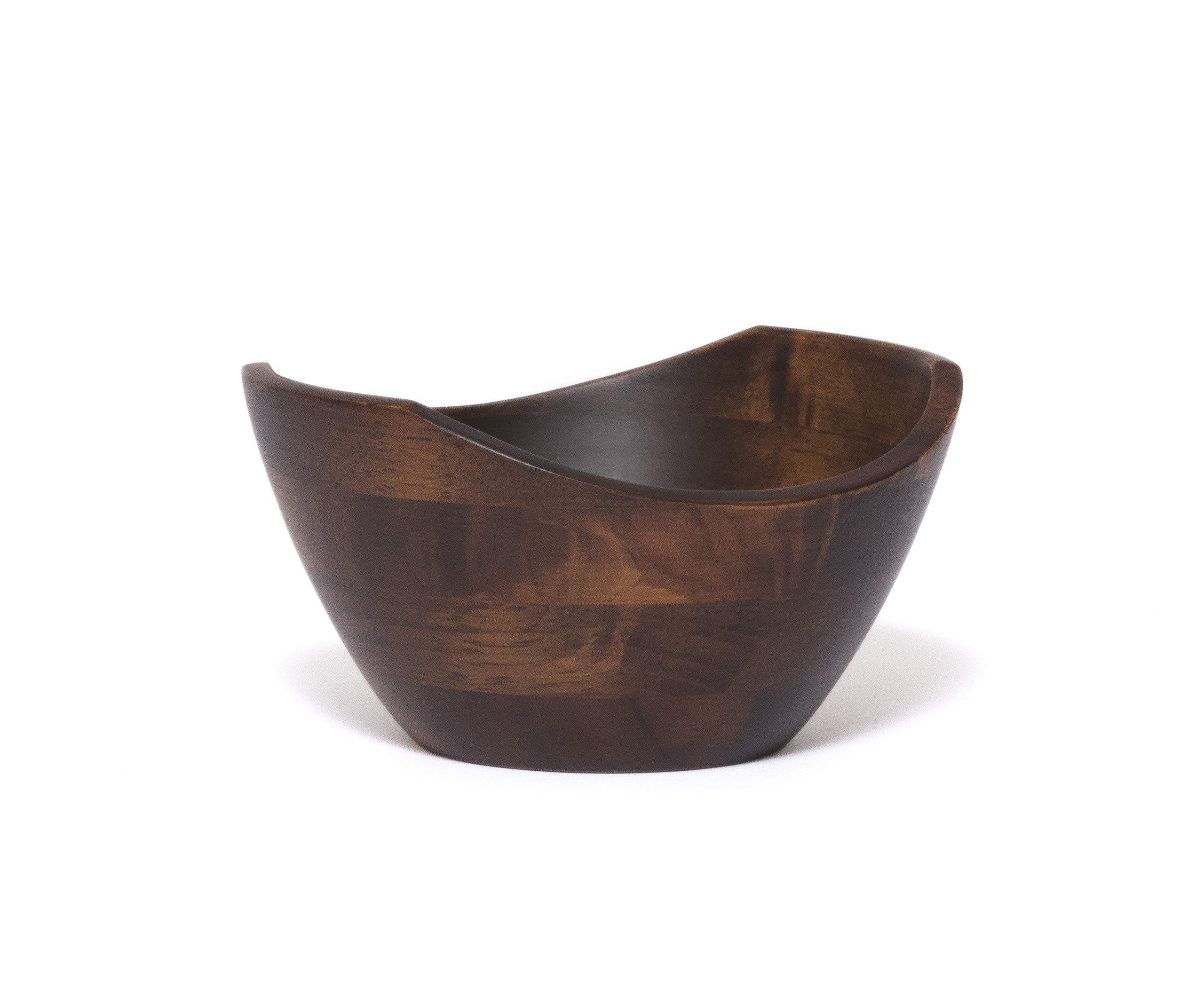 Lipper International Set of 4 Walnut Finish Small Wavy Rim Bowls