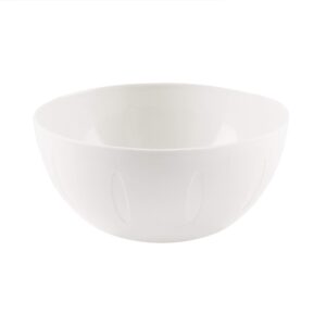 ybm home 8-inch plastic serve mixing bowl for everyday meals - ideal for cereal, snacks, popcorn, salad, and fruits, microwave safe, white