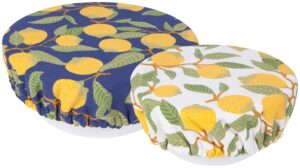 now designs lemons save it reusable cotton bowl covers 7.5 and 9.25 inch, set of 2