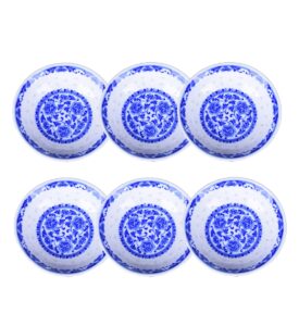 fashion & lifestyle blue and white floral ceramic dip bowls set, porcelain dip mini bowls soy sauce dish, dipping bowls, appetizer side dishes for party, family,set of 6