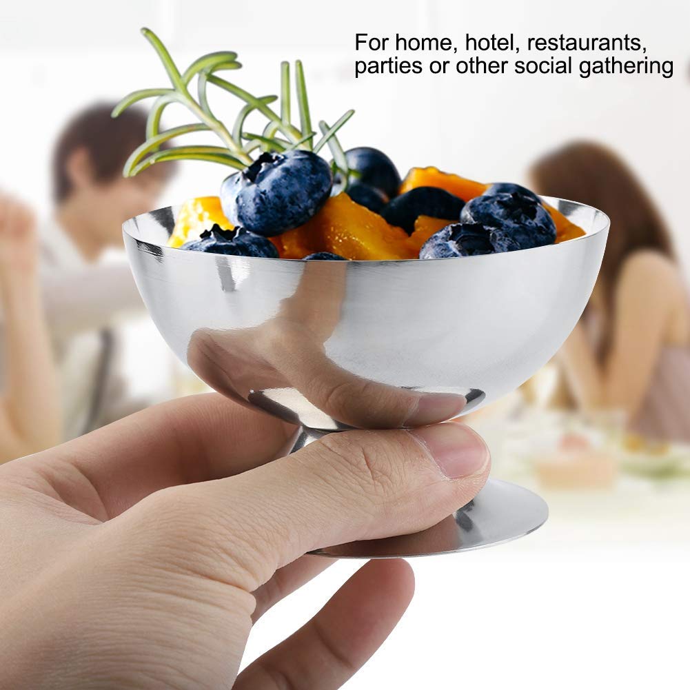 Ice Cream Bowls, Stainless Steel Ice Cream Cups Reusable Dessert Cups Dessert Dish for Serving Ice Cream Salad Fruit Pudding for Home Kitchen (Short)