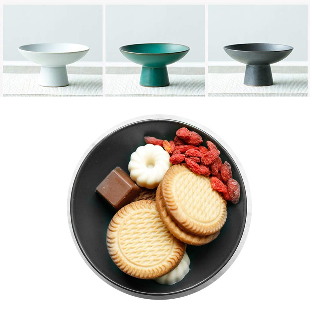 YARNOW Ceramic Snack Bowl Japanese Style Raised Fruit Plate Food Appetizer Serving Tray Candy Dessert Cake Display Dish for Soy Sauce Seasoning Dipping