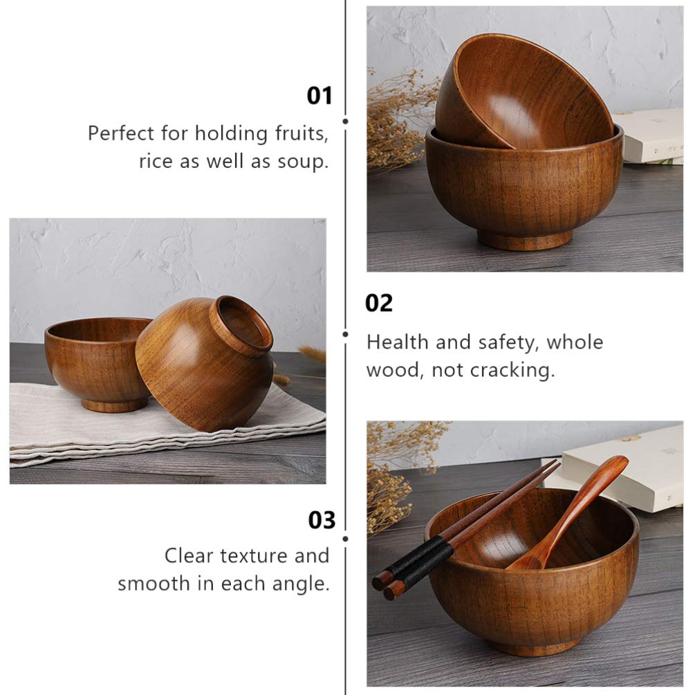 Hemoton 1pc 13x8CM Simple Wooden Bowl Food Bowl Handmade Wood Bowl Soup Bowls Cereal Bowls Rice Bowls Mixing Bowls Wooden Salad Bowl Individual Salad Bowls