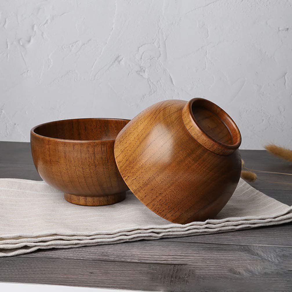 Hemoton 1pc 13x8CM Simple Wooden Bowl Food Bowl Handmade Wood Bowl Soup Bowls Cereal Bowls Rice Bowls Mixing Bowls Wooden Salad Bowl Individual Salad Bowls