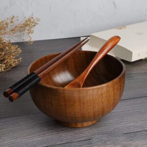 Hemoton 1pc 13x8CM Simple Wooden Bowl Food Bowl Handmade Wood Bowl Soup Bowls Cereal Bowls Rice Bowls Mixing Bowls Wooden Salad Bowl Individual Salad Bowls