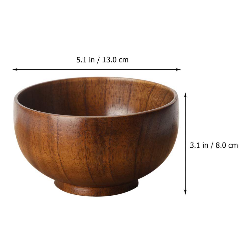 Hemoton 1pc 13x8CM Simple Wooden Bowl Food Bowl Handmade Wood Bowl Soup Bowls Cereal Bowls Rice Bowls Mixing Bowls Wooden Salad Bowl Individual Salad Bowls