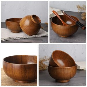 Hemoton 1pc 13x8CM Simple Wooden Bowl Food Bowl Handmade Wood Bowl Soup Bowls Cereal Bowls Rice Bowls Mixing Bowls Wooden Salad Bowl Individual Salad Bowls