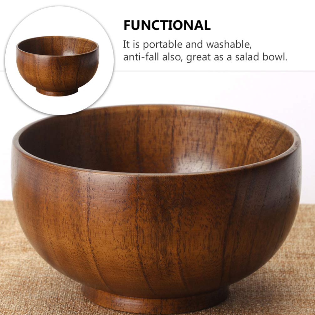 Hemoton 1pc 13x8CM Simple Wooden Bowl Food Bowl Handmade Wood Bowl Soup Bowls Cereal Bowls Rice Bowls Mixing Bowls Wooden Salad Bowl Individual Salad Bowls