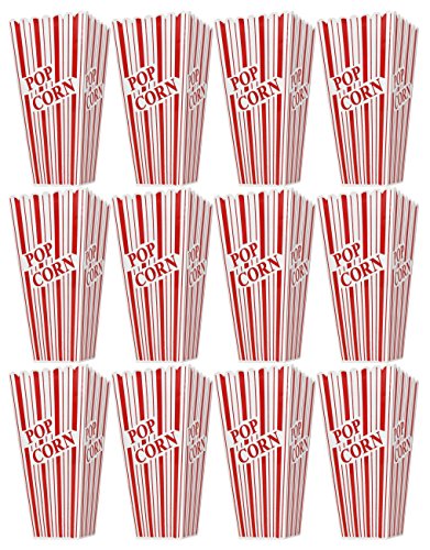 Set of 12 Popcorn Plastic Container Box Tub Bowl 7-3/4" x 3-3/4" x 3-3/4" - Presentation Is Everything