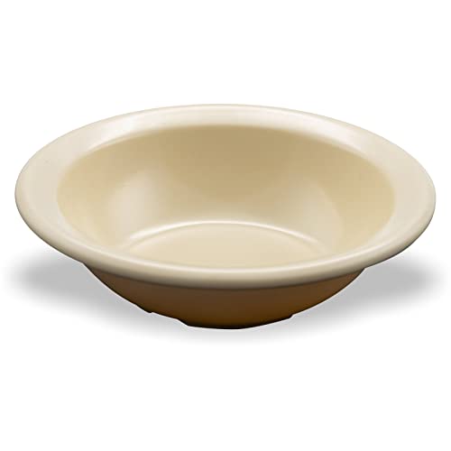 Carlisle FoodService Products Kingline Reusable Plastic Bowl Fruit Bowl with Rim for Home and Restaurant, Melamine, 4.75 Ounces, Tan, (Pack of 48)