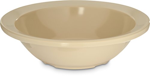 Carlisle FoodService Products Kingline Reusable Plastic Bowl Fruit Bowl with Rim for Home and Restaurant, Melamine, 4.75 Ounces, Tan, (Pack of 48)