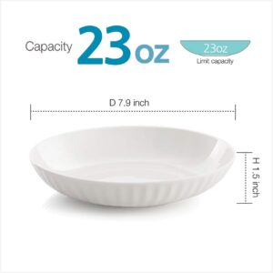 ZEN Pleats Porcelain Salad Pasta Bowls 23oz Set of 6 (White)