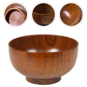 PRETYZOOM Miso Soup Bowls Wooden Rice Bowl Japanese Style Wooden Salad Bowl Mini Jujube Wood Bowl Hand- Carved for Rice Soup Condiments Small Wooden Bowls