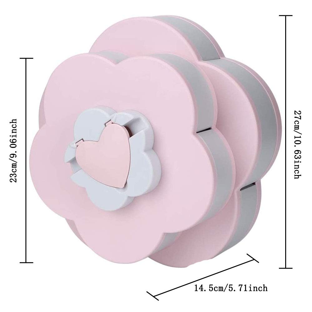 Ygapuzi Double Deck Snack Box Flower Shaped Rotating Candy Serving Containers with Phone Holder, 10 Grid Creative Snacks Storage Tray for Dried Fruit, Nuts, Chips, Olives (Pink)