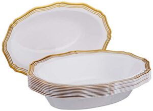 elegant aristocrat collection white/gold dessert bowls (pack of 10) - unmatched quality - perfect for dinner parties & special occasions