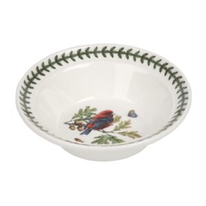 portmeirion botanic gardens birds individual oatmeal or soup bowl | 6.5 inch bowl with scarlet tanager motif | made of fine earthenware | dishwasher and microwave safe | made in england