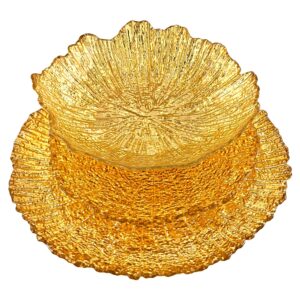 coral 12pcs dinner plate set gold