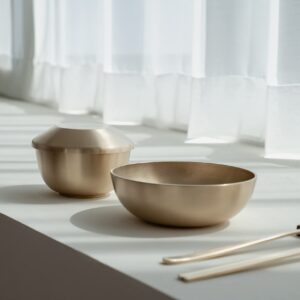 Premium Brassware Rice Bowl Soup Bowl Set Korean Traditional Handmade Tableware BANGJJA YUGI Dinnerware, Bronze
