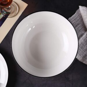 AWHOME Cereal Pasta Soup Bowls Super Large White Fine Porcelain Stackable Round Salad Soup 3-Pack-60 Oz Bowl (8 inch, Bowl set of 3)