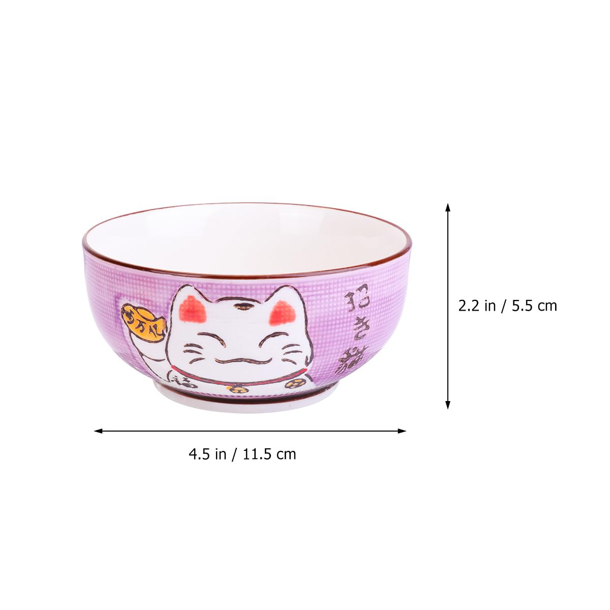 Amosfun 5Pcs Japanese Porcelain Ceramic Rice Bowl Japanese Soup Bowls Dessert Bowl Appetizer Bowl Snack Bowl Maneki Neko Lucky Cat Bowl for Home Kitchen Decoration