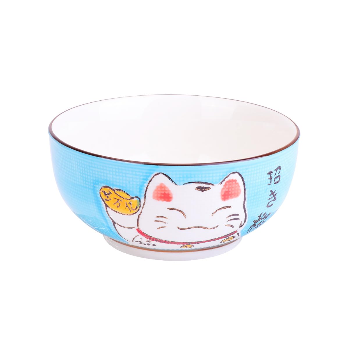 Amosfun 5Pcs Japanese Porcelain Ceramic Rice Bowl Japanese Soup Bowls Dessert Bowl Appetizer Bowl Snack Bowl Maneki Neko Lucky Cat Bowl for Home Kitchen Decoration