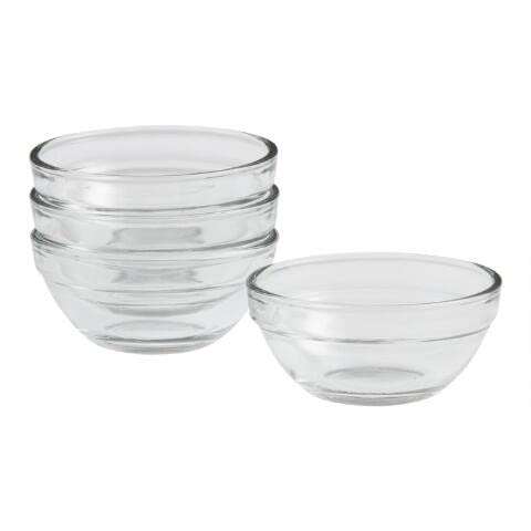 Natco Deals Mini Glass Pinch Prep Bowls, Clear, Stackable. 6 cm (2.36'' ) Set of 4