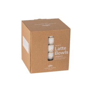 Costa Nova Ceramic Stoneware Set of 4 19 oz. Latte Bowls - Latte Bowls Collection, White | Microwave & Dishwasher Safe Dinnerware | Food Safe Glazing | Restaurant Quality Serveware