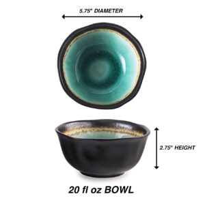 Happy Sales HSF56/MA2, Set of Two Turquoise Green Kosui Large Bowls 5 3/4 Inches, 5 3/4"