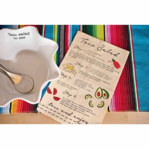 Mud Pie Circa Taco Salad Bowl and Towel Set, White, 5" x 10" dia