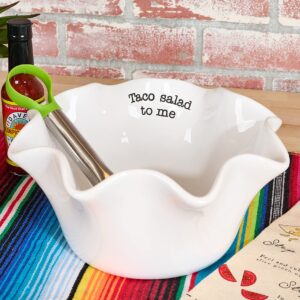 Mud Pie Circa Taco Salad Bowl and Towel Set, White, 5" x 10" dia