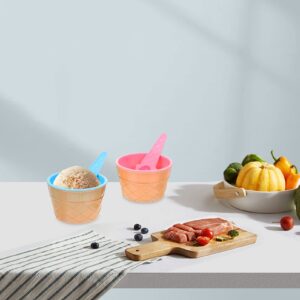 Zerodeko 4 Sets Plastic Dessert Cups with Spoon Reusable Ice Cream Bowls Sundae Cups Yogurt Dessert Bowls Ice Cream Treat Cups for Home Party Supplies Kids Mixing Bowls