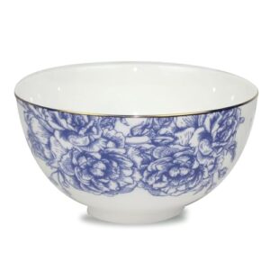 koken- 4 bowls set fine bone china with design - blue & white with golden ring - salad bowls - soup bowls - cereal bowls - mixing bowls - kitchen essentials & tableware.