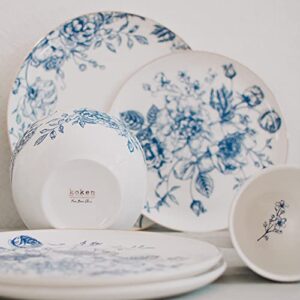 Koken- 4 Bowls Set Fine Bone China with design - Blue & White with Golden Ring - Salad bowls - Soup bowls - Cereal bowls - Mixing Bowls - Kitchen Essentials & Tableware.