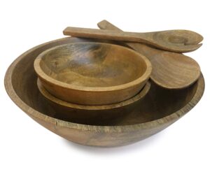 fairwood way wooden salad bowl and four 7 inch dinner salad bowls