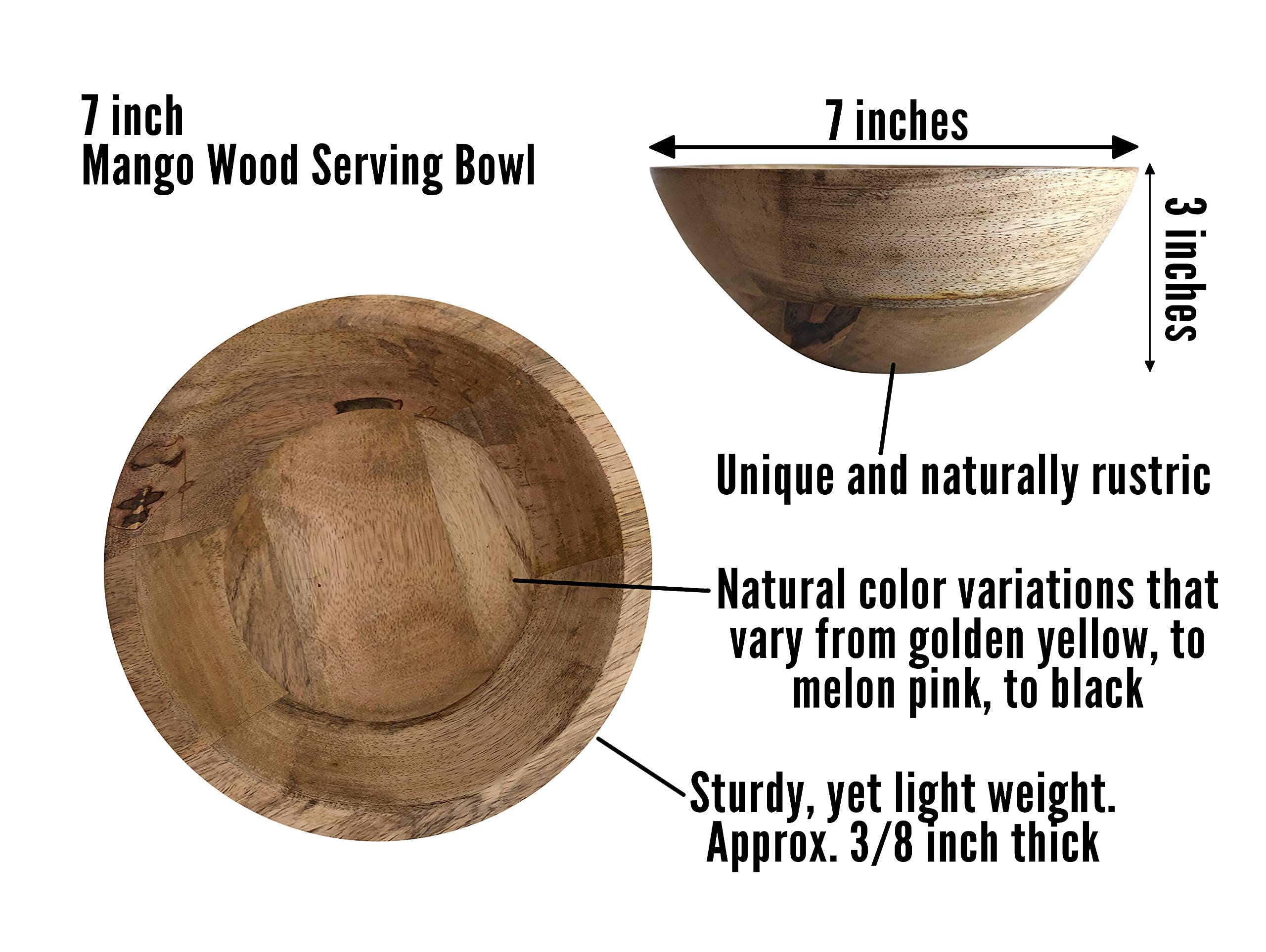 Fairwood Way Wooden Salad Bowl and Four 7 Inch Dinner Salad Bowls