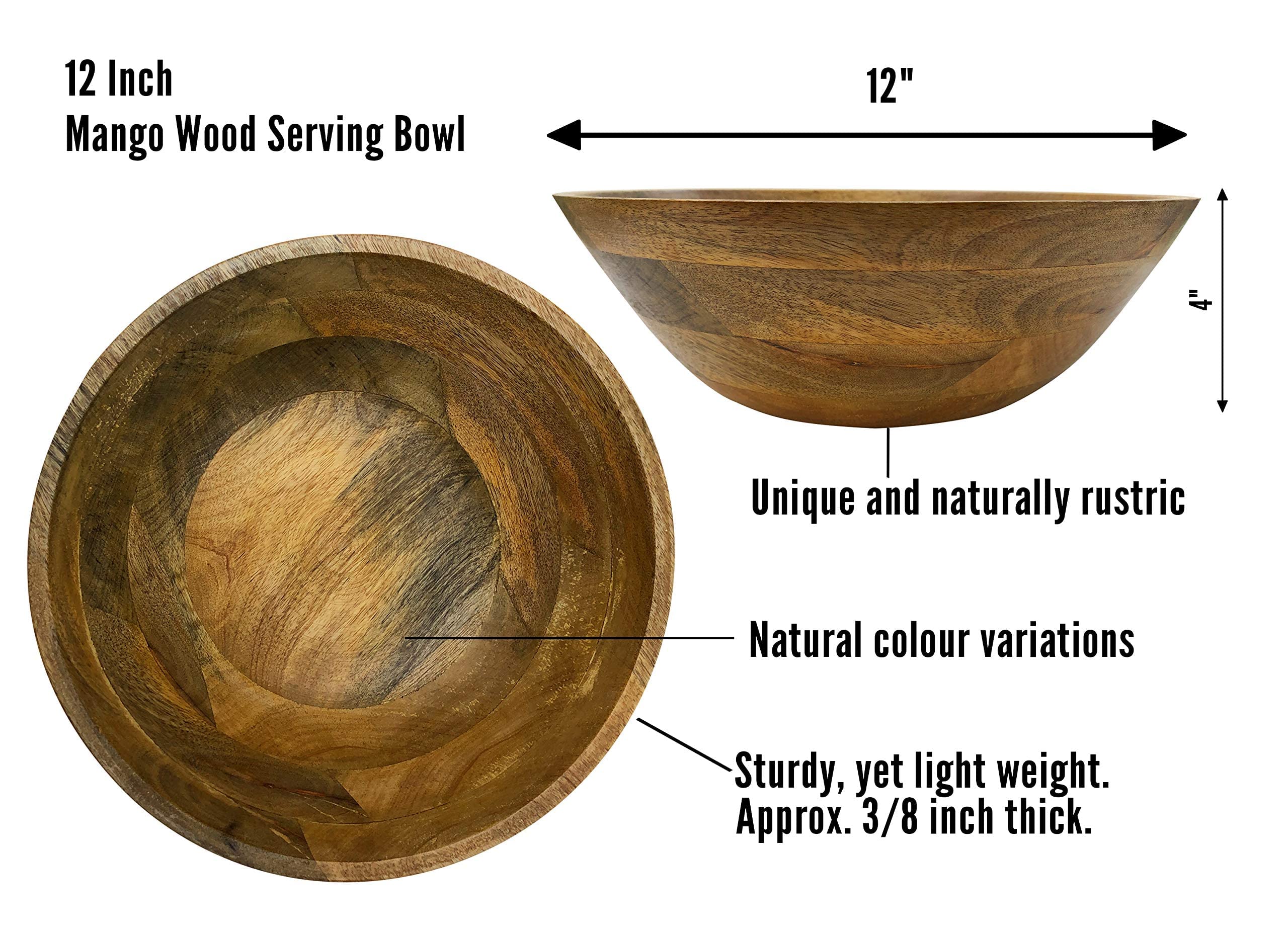 Fairwood Way Wooden Salad Bowl and Four 7 Inch Dinner Salad Bowls