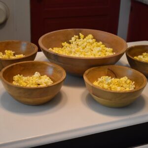 Fairwood Way Wooden Salad Bowl and Four 7 Inch Dinner Salad Bowls