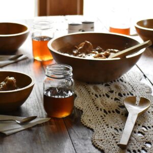 Fairwood Way Wooden Salad Bowl and Four 7 Inch Dinner Salad Bowls